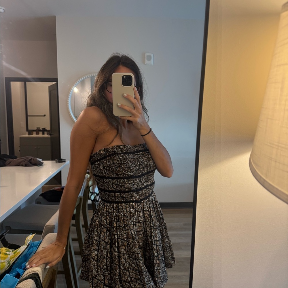 Free People Bali Checked Out Printed Dress in Black Combo & Ditsy Combo